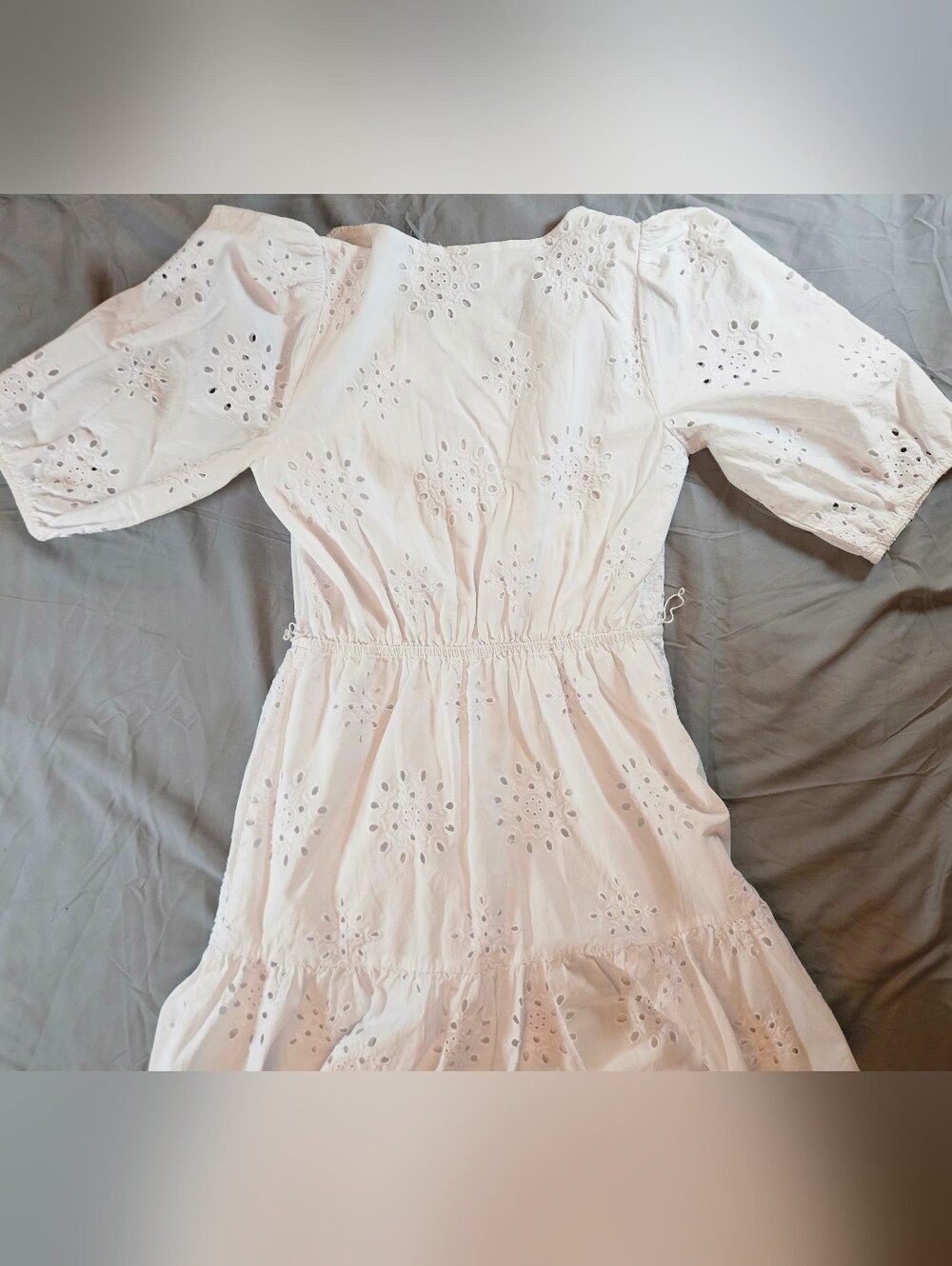 1. State Womens White Eyelet Short Sleeve V-neck Cotton Mini Dress Size Small - Picture 14 of 14